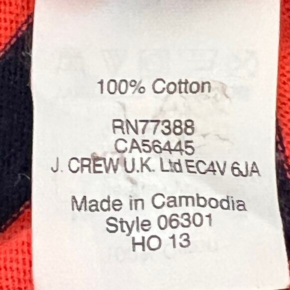 J Crew Factory Womens Striped Tee Medium Navy Orange Boatneck 3Q Sleeve - Picture 6 of 6